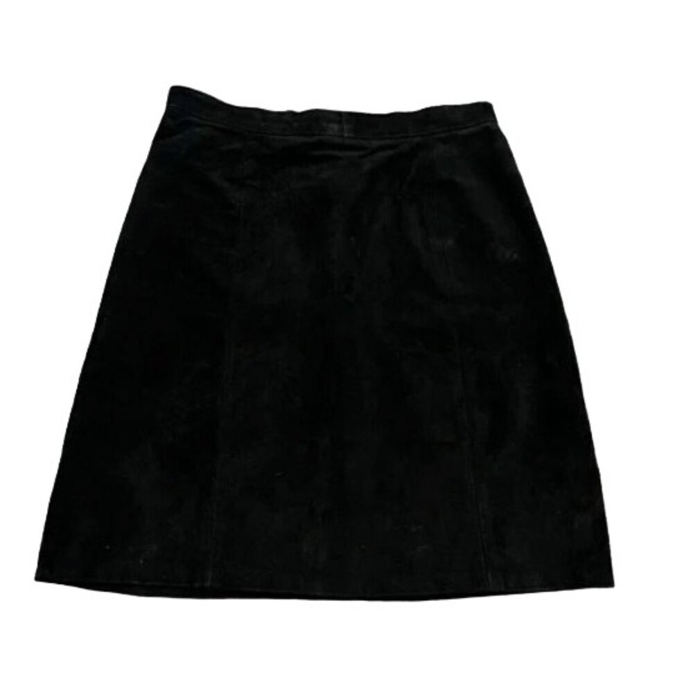 Outerwear by Phoenix Suede‎ Mini Skirt Button Front Black Vintage